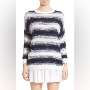 Vince Ombre Striped Navy and White Knit Sweater